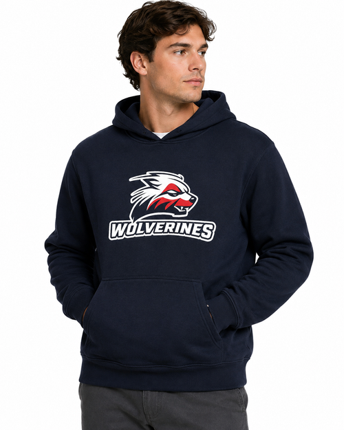 Adult Blue Wolverine Hoodie L